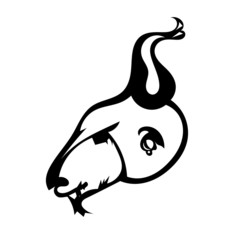 Muzzle goat profile isolated. The devil. Hippies. Vector illustr