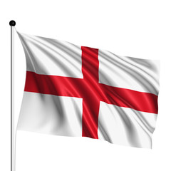 England flag with fabric structure on white background