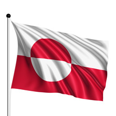 Greenland flag with fabric structure on white background
