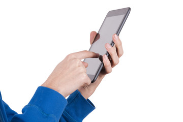 hands with mobile tablet