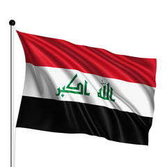 Iraq flag with fabric structure on white background