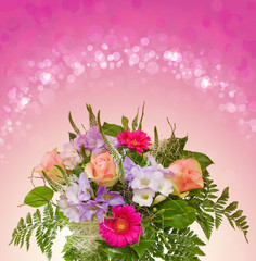 Fototapeta premium Colorful rose bouquet isolated .