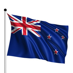 New Zealand flag with fabric structure on white background