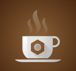 Coffee cup with a nut