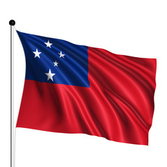Samoa flag with fabric structure on white background