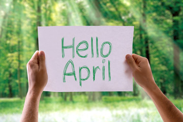 Hello April card with nature background