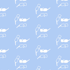 Seamless pattern with silhouettes of white Sunny goggles