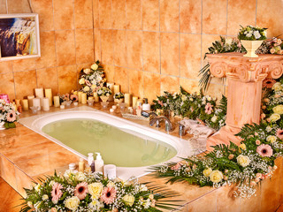 Bathroom interior with bubble bath.
