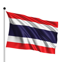 Thailand flag with fabric structure on white background