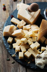 Fototapeta premium Various types of cheese on the table