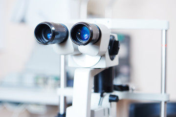 optical medical equipment for eye examination - obrazy, fototapety, plakaty