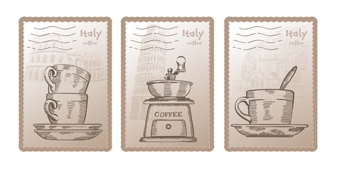 Three vector postcards