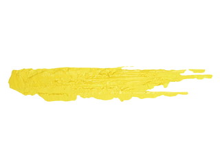 photo yellow grunge brush strokes oil paint isolated on white