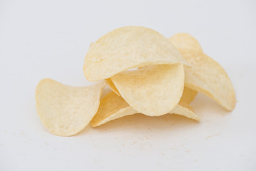 Potato chips isolated on white background