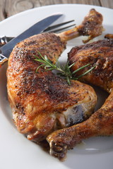 Grilled chicken legs and vegetables