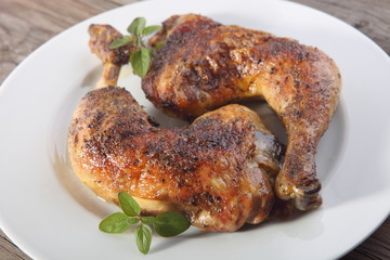 Grilled chicken legs and vegetables