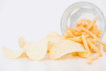 Potato chips isolated on white background