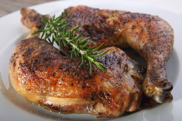 Grilled chicken legs and vegetables