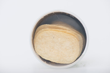 Potato chips isolated on white background