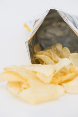 Potato chips isolated on white background