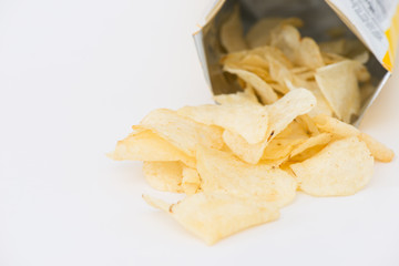 Potato chips isolated on white background