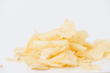 Potato chips isolated on white background