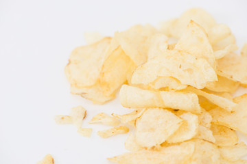 Potato chips isolated on white background