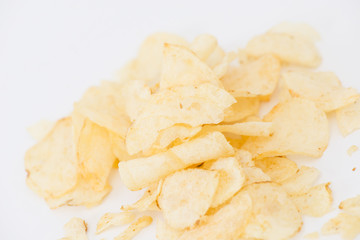 Potato chips isolated on white background