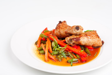 Asian fried chiken with vegetables