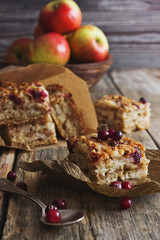 slices of cake with cranberries