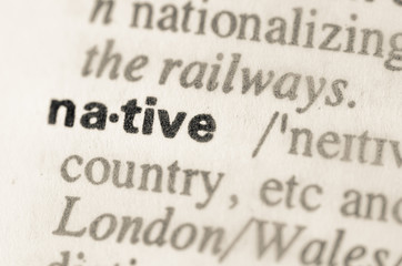 Obraz premium Dictionary definition of word native