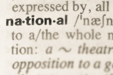 Fototapeta premium Dictionary definition of word national
