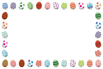 A colorful frame with decorated Easter eggs