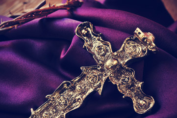 Christian cross and the Crown of Thorns of Jesus Christ, filtere