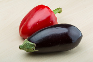 Eggplant and red pepper