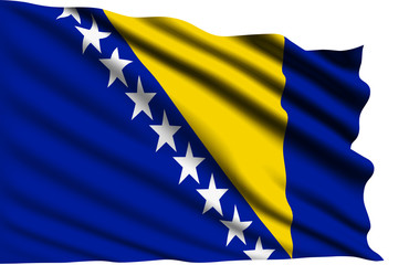 Bosnia and Herzegovina flag with fabric structure