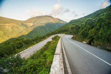 Hai Van pass - the famous road which leads along the coastline m