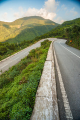 Hai Van pass - the famous road which leads along the coastline m