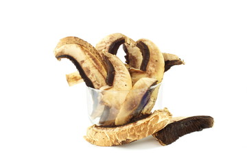 portabella mushroom slice in pure white background