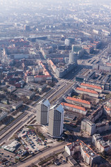 aerial view of a Wrocław city