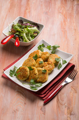 vegetarian meatballs prepared with potatoes and lentils
