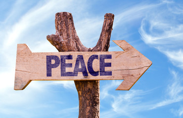 Peace sign with sky background