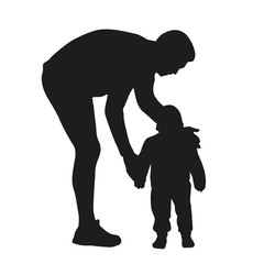 Father and kid. Vector silhouette