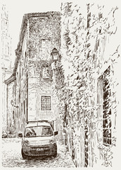 sketch of an old street