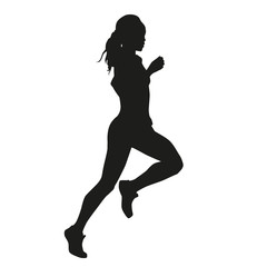 Fototapeta na wymiar Running woman vector silhouette