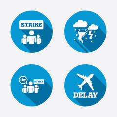Strike icon. Storm weather and group of people.
