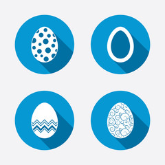 Easter eggs signs. Circles and floral patterns.