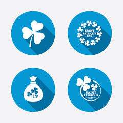 Saint Patrick day icons. Money bag with clover.