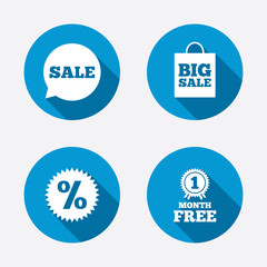 Sale speech bubble icon. Discount star symbol