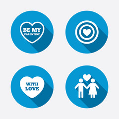 Valentine day love icons. Target aim with heart.